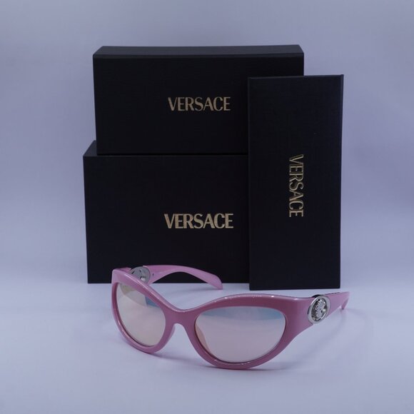 Versace VE4485 5521/Z Cat Eye Sunglasses – Shiny Pink/Pink with Rose Gold Mirror main image 2